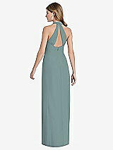 Front View Thumbnail - Icelandic V-Neck Halter Chiffon Maxi Dress - Taryn