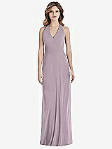 Rear View Thumbnail - Lilac Dusk V-Neck Halter Chiffon Maxi Dress - Taryn