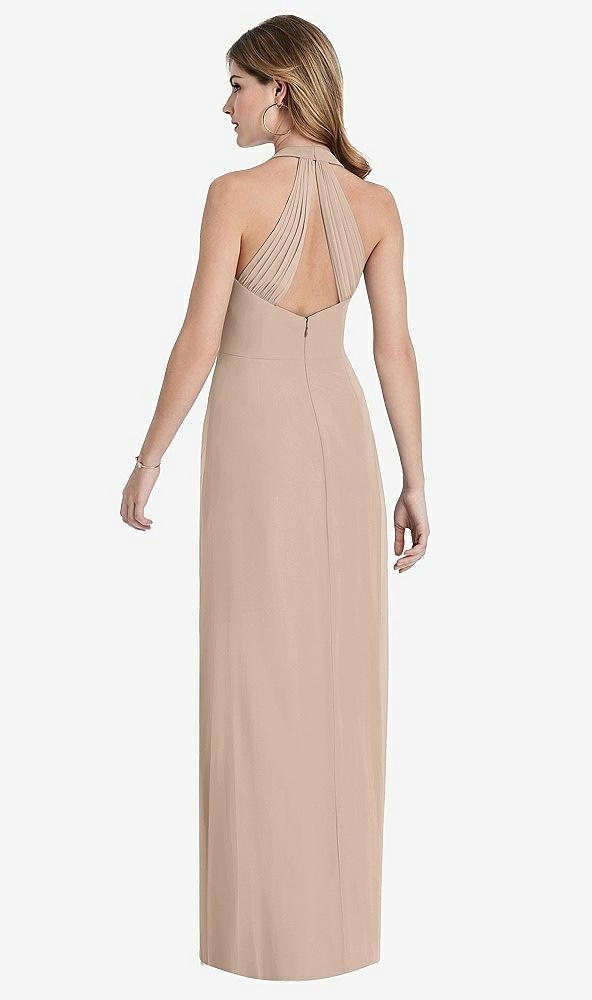 Front View - Topaz V-Neck Halter Chiffon Maxi Dress - Taryn