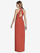 Front View Thumbnail - Amber Sunset V-Neck Halter Chiffon Maxi Dress - Taryn