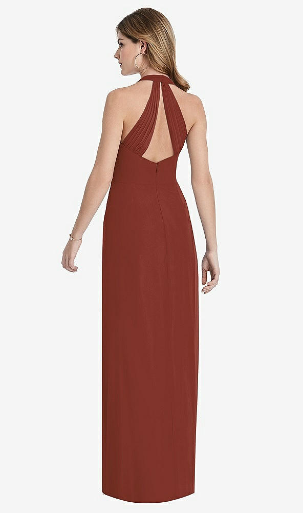 Front View - Auburn Moon V-Neck Halter Chiffon Maxi Dress - Taryn