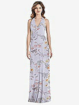 Rear View Thumbnail - Butterfly Botanica Silver Dove V-Neck Halter Chiffon Maxi Dress - Taryn