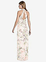 Front View Thumbnail - Blush Garden V-Neck Halter Chiffon Maxi Dress - Taryn