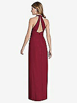 Front View Thumbnail - Burgundy V-Neck Halter Chiffon Maxi Dress - Taryn