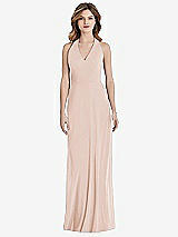 Rear View Thumbnail - Cameo V-Neck Halter Chiffon Maxi Dress - Taryn