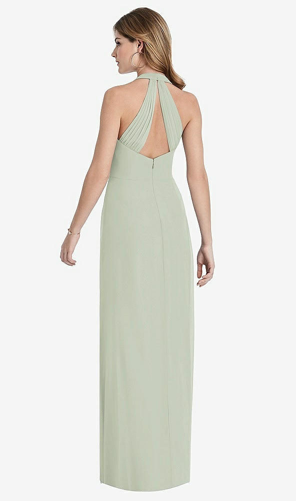 Front View - Celadon V-Neck Halter Chiffon Maxi Dress - Taryn