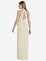 Front View Thumbnail - Champagne V-Neck Halter Chiffon Maxi Dress - Taryn