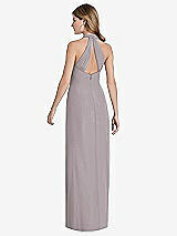 Front View Thumbnail - Cashmere Gray V-Neck Halter Chiffon Maxi Dress - Taryn