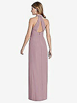 Front View Thumbnail - Dusty Rose V-Neck Halter Chiffon Maxi Dress - Taryn