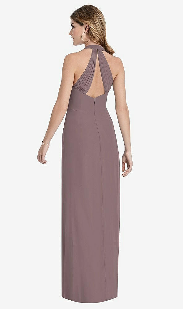 Front View - French Truffle V-Neck Halter Chiffon Maxi Dress - Taryn