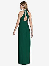 Front View Thumbnail - Hunter Green V-Neck Halter Chiffon Maxi Dress - Taryn