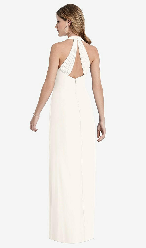 Front View - Ivory V-Neck Halter Chiffon Maxi Dress - Taryn