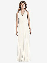 Rear View Thumbnail - Ivory V-Neck Halter Chiffon Maxi Dress - Taryn