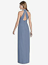 Front View Thumbnail - Larkspur Blue V-Neck Halter Chiffon Maxi Dress - Taryn