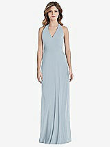 Rear View Thumbnail - Mist V-Neck Halter Chiffon Maxi Dress - Taryn