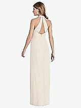 Front View Thumbnail - Oat V-Neck Halter Chiffon Maxi Dress - Taryn