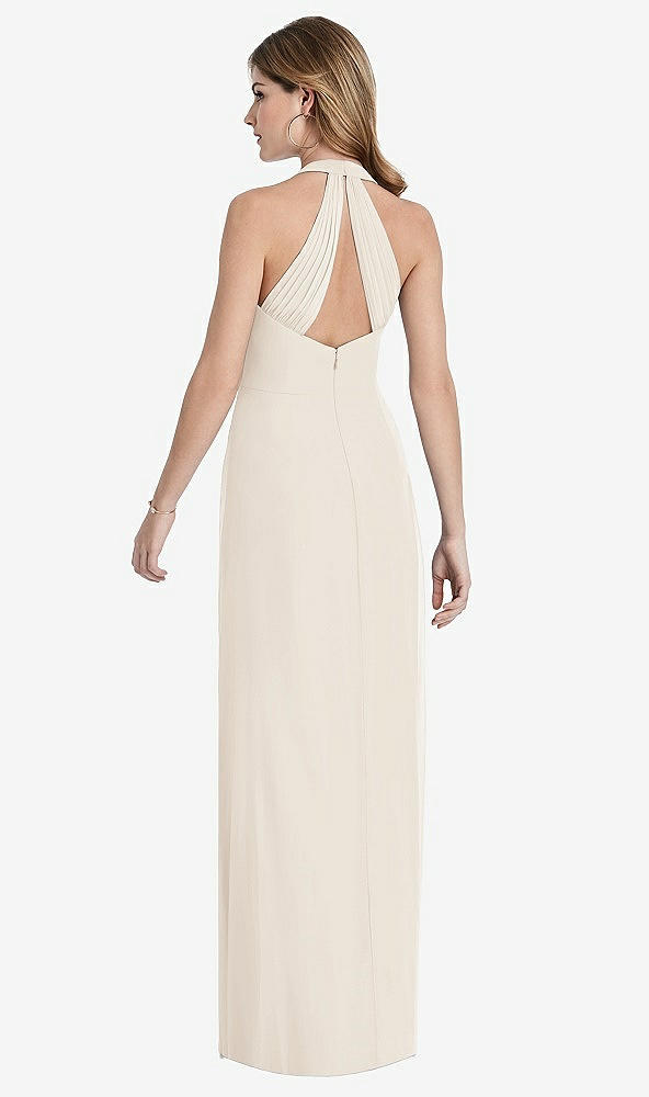 Front View - Oat V-Neck Halter Chiffon Maxi Dress - Taryn