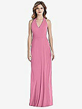 Rear View Thumbnail - Orchid Pink V-Neck Halter Chiffon Maxi Dress - Taryn