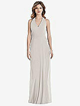 Rear View Thumbnail - Oyster V-Neck Halter Chiffon Maxi Dress - Taryn