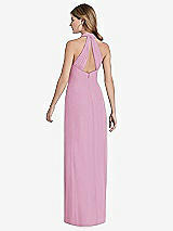 Front View Thumbnail - Powder Pink V-Neck Halter Chiffon Maxi Dress - Taryn