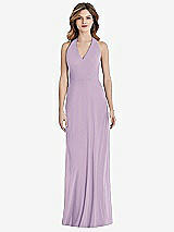 Rear View Thumbnail - Pale Purple V-Neck Halter Chiffon Maxi Dress - Taryn