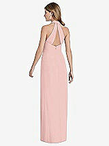 Front View Thumbnail - Rose - PANTONE Rose Quartz V-Neck Halter Chiffon Maxi Dress - Taryn