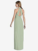 Front View Thumbnail - Sage V-Neck Halter Chiffon Maxi Dress - Taryn