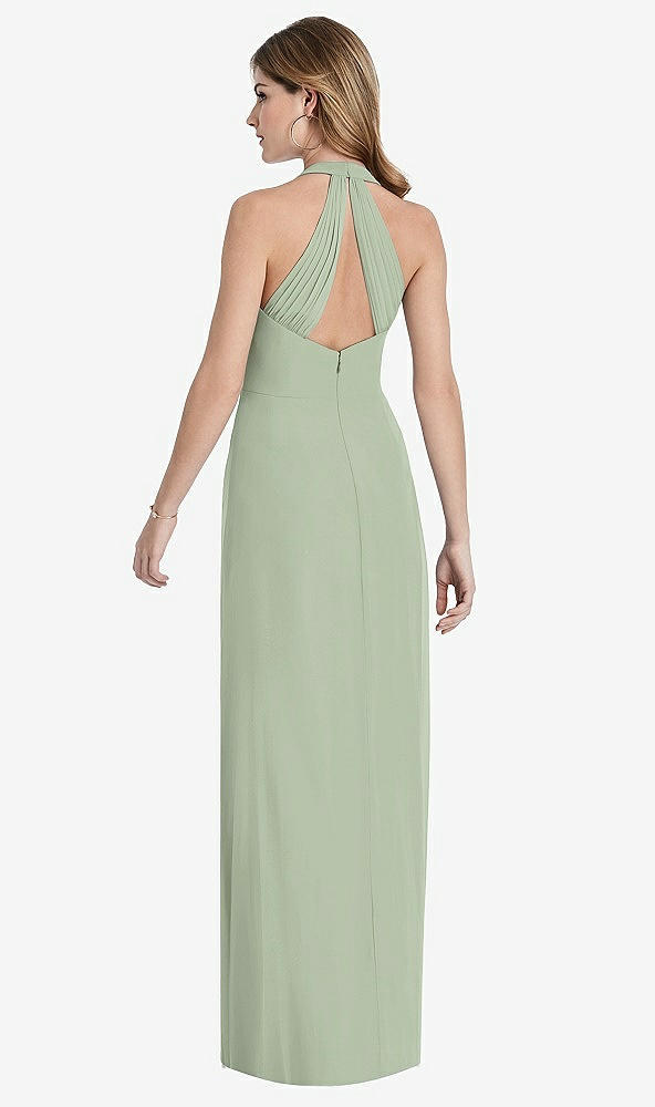 Front View - Sage V-Neck Halter Chiffon Maxi Dress - Taryn