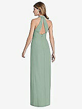 Front View Thumbnail - Seagrass V-Neck Halter Chiffon Maxi Dress - Taryn