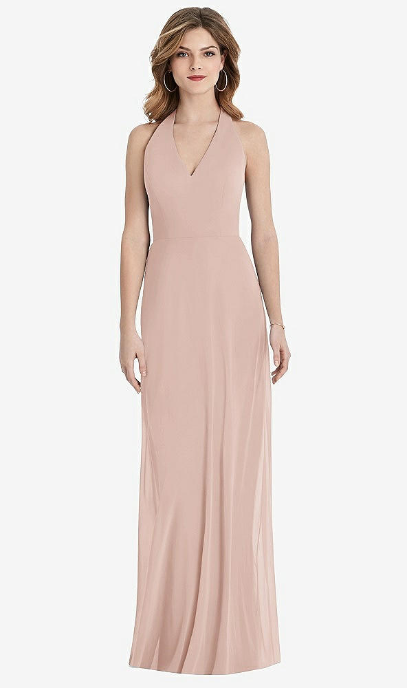 Back View - Toasted Sugar V-Neck Halter Chiffon Maxi Dress - Taryn