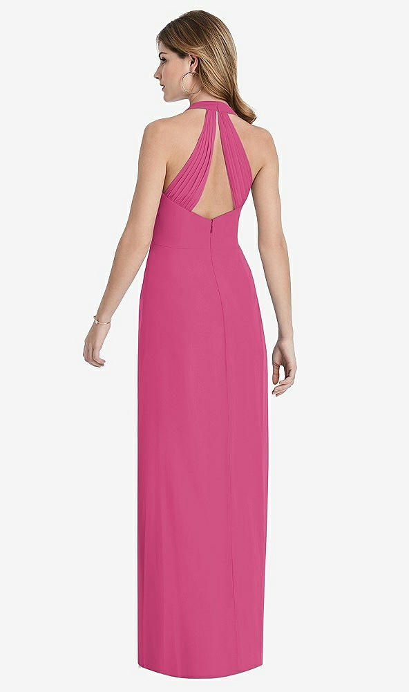 Front View - Tea Rose V-Neck Halter Chiffon Maxi Dress - Taryn