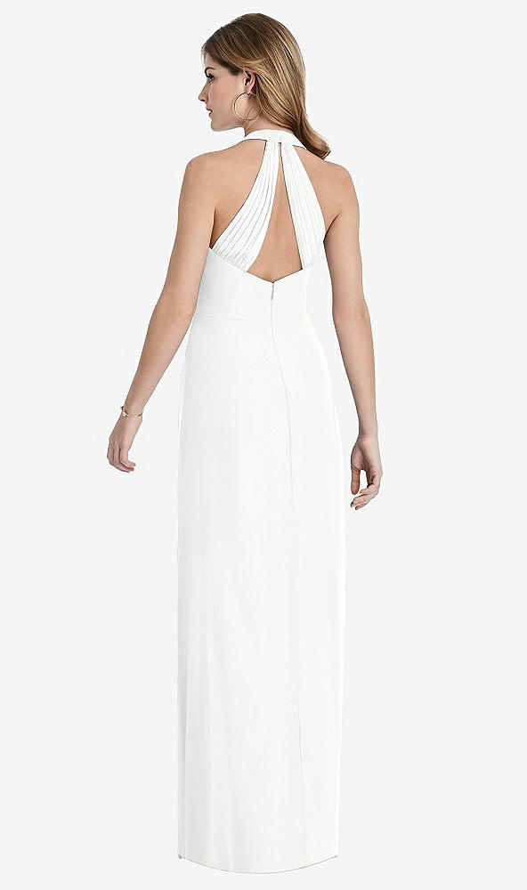 Front View - White V-Neck Halter Chiffon Maxi Dress - Taryn