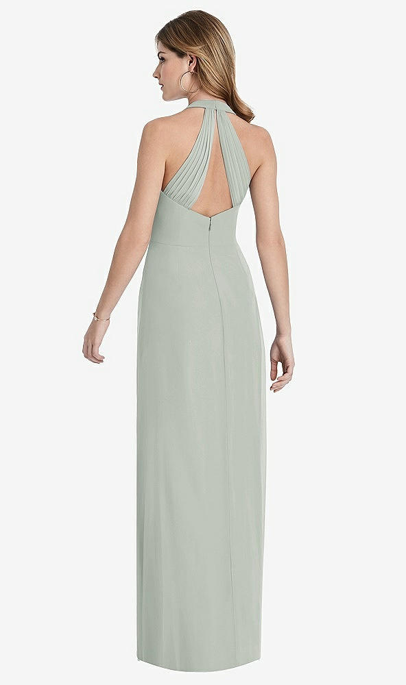 Front View - Willow Green V-Neck Halter Chiffon Maxi Dress - Taryn