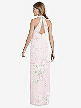 Front View Thumbnail - Watercolor Print V-Neck Halter Chiffon Maxi Dress - Taryn