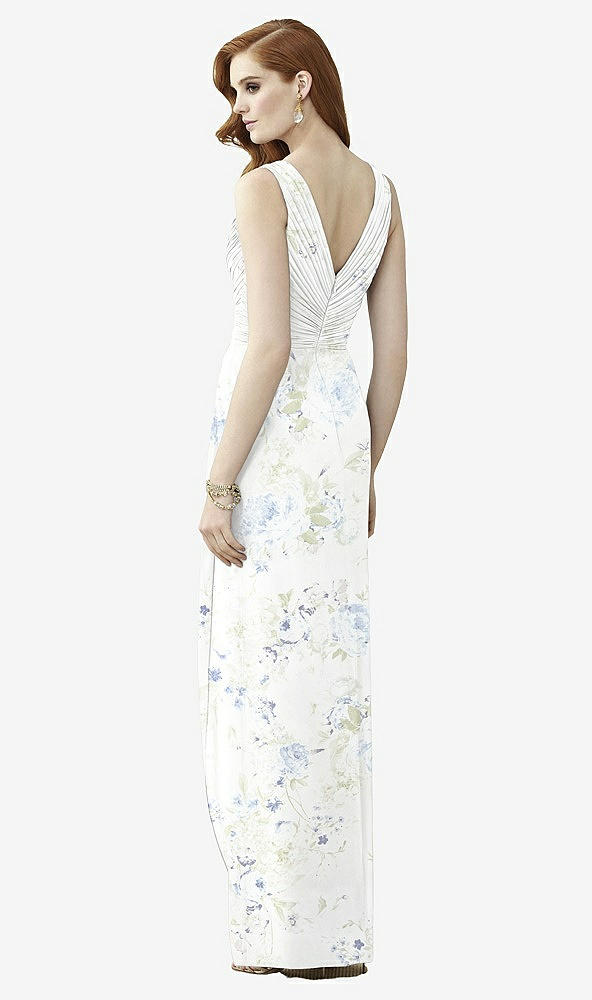 Back View - Bleu Garden Sleeveless Draped Faux Wrap Maxi Dress - Dahlia