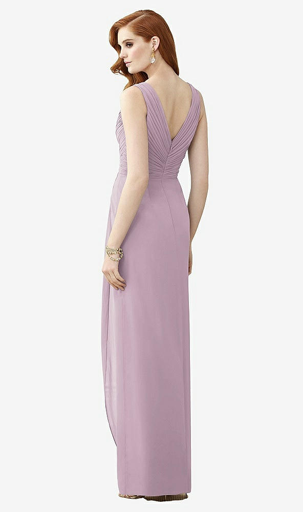 Back View - Suede Rose Sleeveless Draped Faux Wrap Maxi Dress - Dahlia