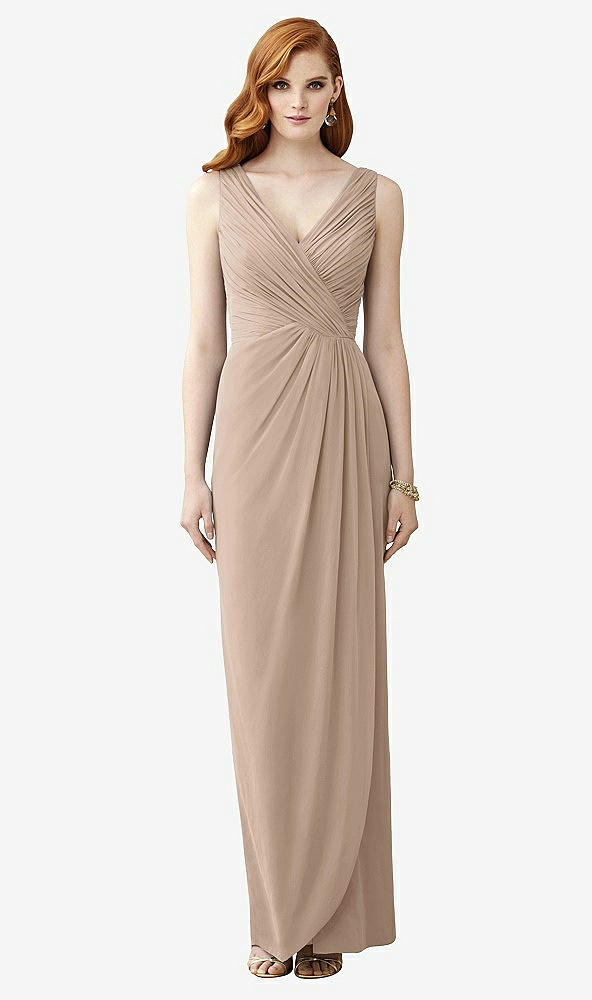 Front View - Topaz Sleeveless Draped Faux Wrap Maxi Dress - Dahlia