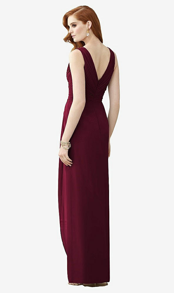 Back View - Cabernet Sleeveless Draped Faux Wrap Maxi Dress - Dahlia