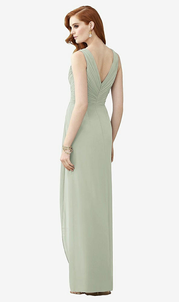 Back View - Celadon Sleeveless Draped Faux Wrap Maxi Dress - Dahlia