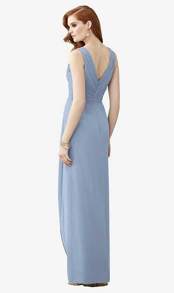 Back View - Cloudy Sleeveless Draped Faux Wrap Maxi Dress - Dahlia