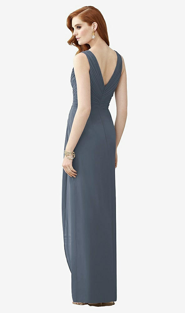 Back View - Silverstone Sleeveless Draped Faux Wrap Maxi Dress - Dahlia