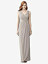 Front View Thumbnail - Taupe Sleeveless Draped Faux Wrap Maxi Dress - Dahlia