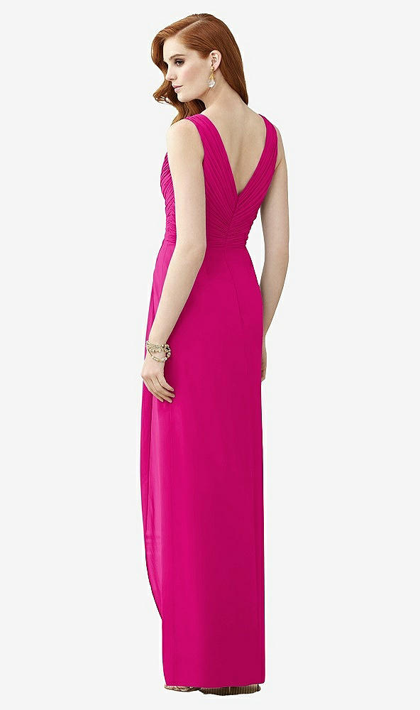 Back View - Think Pink Sleeveless Draped Faux Wrap Maxi Dress - Dahlia