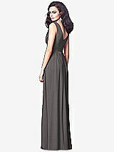 Rear View Thumbnail - Caviar Gray Draped V-Neck Shirred Chiffon Maxi Dress