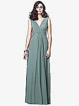 Front View Thumbnail - Icelandic Draped V-Neck Shirred Chiffon Maxi Dress