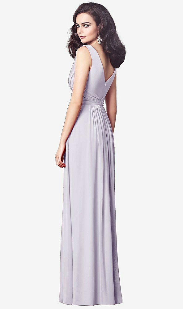 Back View - Moondance Draped V-Neck Shirred Chiffon Maxi Dress