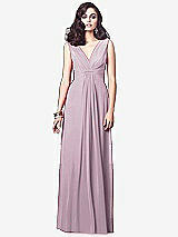 Front View Thumbnail - Suede Rose Draped V-Neck Shirred Chiffon Maxi Dress