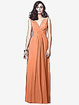 Front View Thumbnail - Sweet Melon Draped V-Neck Shirred Chiffon Maxi Dress