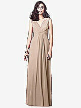 Front View Thumbnail - Topaz Draped V-Neck Shirred Chiffon Maxi Dress