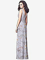 Rear View Thumbnail - Butterfly Botanica Silver Dove Draped V-Neck Shirred Chiffon Maxi Dress